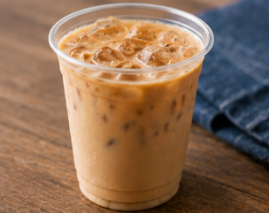 Iced latte served over ice