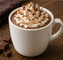 Regular hot chocolate topped with cream