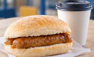Sausage breakfast roll with regular hot drink