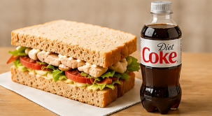 Chicken club sandwich with regular drink