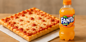 Margherita pizza with regular drink
