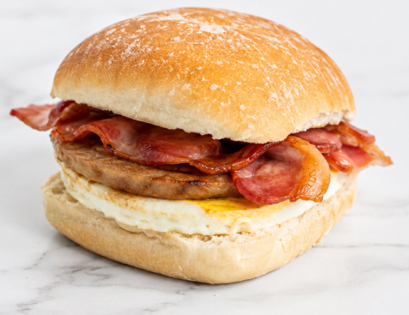 Bacon sausage and egg breakfast roll