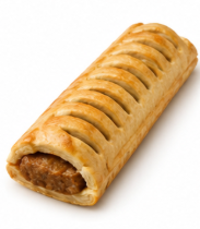 Original sausage roll with golden puff pastry