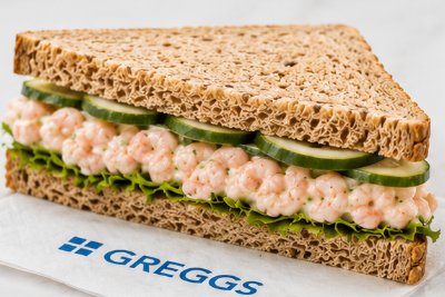 Prawn mayonnaise sandwich on brown bread