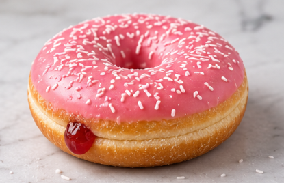 Pink iced jammie doughnut with sprinkles
