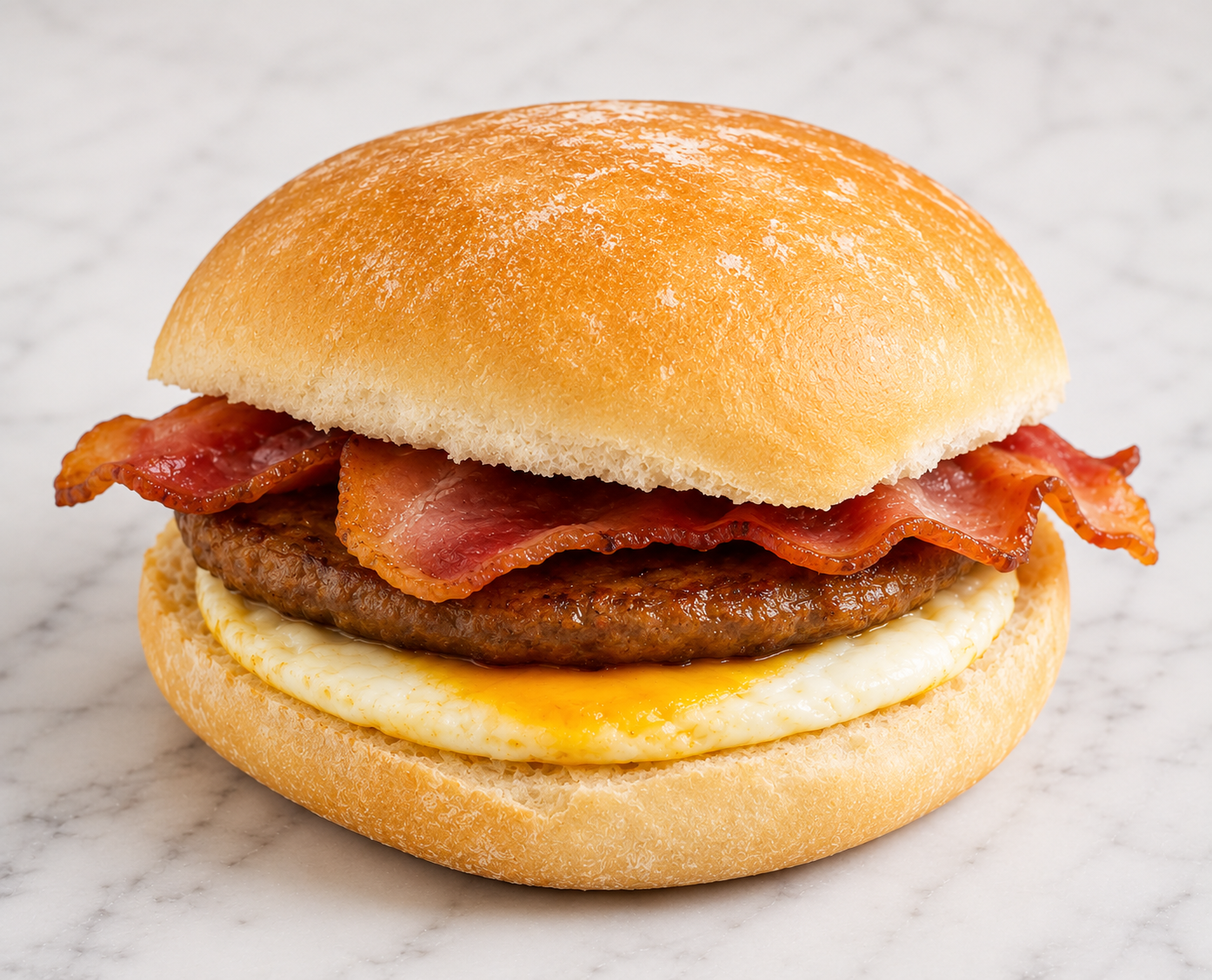 Bacon sausage and egg breakfast roll