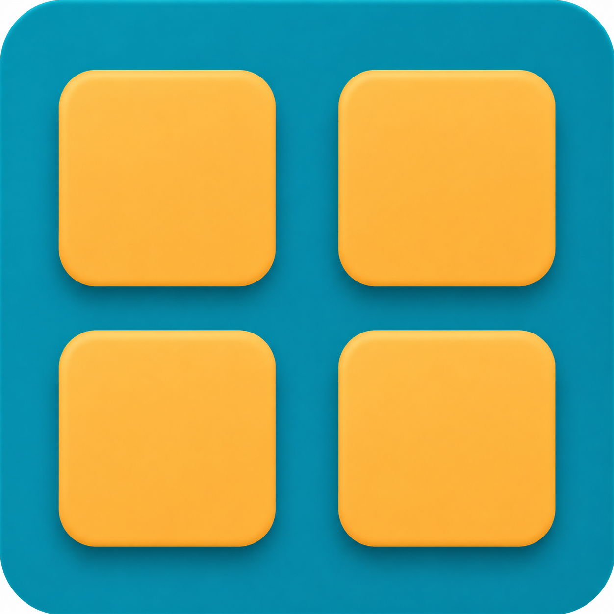 Four orange rounded squares on a teal background